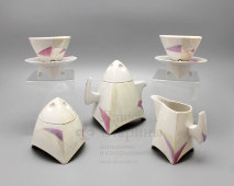 Авторский чайный фарфоровый сервиз на две персоны «Треугольный», автор Тенизбаева Б. С., Киргизия, 1993 г.