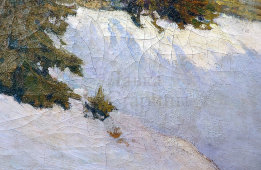 Пейзаж «Зима. Благовещенская церковь в Тотьме», художник Вахрушов В. М., холст, масло, Россия, 1900-е