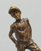 Спортивная статуэтка на мраморной подставке в подарочном футляре «Дворовый футболист», бронза, Россия, 2010-е