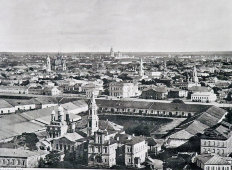 Старинная фотогравюра «Дореволюционная Москва. Вид на Замоскворечье», фирма «Шерер, Набгольц и Ко», Москва, 1886 г.