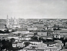 Старинная фотогравюра «Дореволюционная Москва. Вид с Храма Христа Спасителя на Волхонку и Чертолье», фирма «Шерер, Набгольц и Ко», Москва, 1886 г.