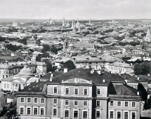 Старинная фотогравюра «Дореволюционная Москва. Вид на Пресню», фирма «Шерер, Набгольц и Ко», Москва, 1886 г.