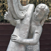 Композиция из больших и легких садово-парковых скульптур «Детский оркестр» (арфа, скрипка и виолончель), алюминий, СССР, 1960-е