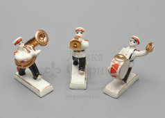 Композиция из миниатюр, комплект фигурок «Военный оркестр», скульптор Молдаван Г. М., Полонский ЗХК, Украина, 1960-70 гг.