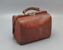 Старинный кожаный саквояж доктора, сумка фельдшера, H&B, кожа, Европа, нач. 20 вв.
