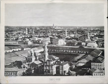 Старинная фотогравюра «Старая Москва 1867. Вид на центр города», фирма «Шерер, Набгольц и Ко», Москва, 1886 г.