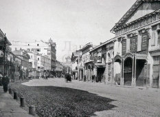 Старинная фотогравюра «Средние городские ряды, вид по Ильинке от Красной площади», фирма «Шерер, Набгольц и Ко», Москва, 1888 г.