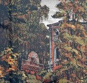 Картина, пейзаж «Царицыно», бумага, пастель, СССР, 1950-60 гг.