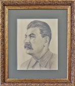 Агитационный портрет И. В. Сталина, бумага, карандаш, СССР, 1940-е