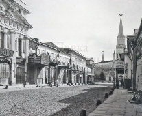 Старинная фотогравюра «Вид на Верхние городские ряды по Никольской с северо-восточного угла», фирма «Шерер, Набгольц и Ко», Москва, 1888 г.